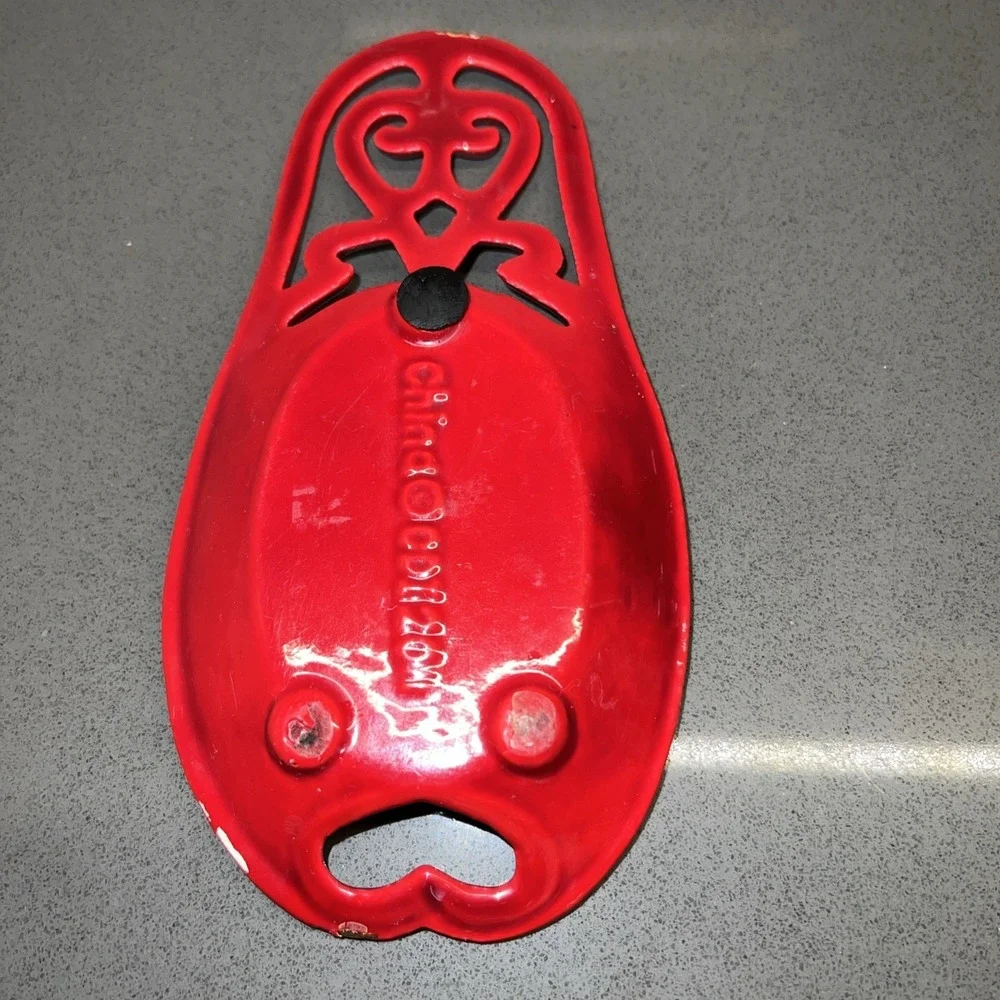 Vintage Cast  Iron Red Spoon Rest Hearts